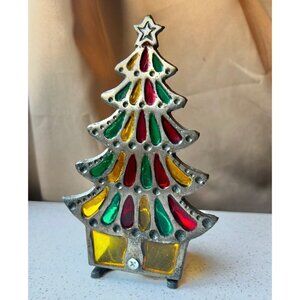 Vintage Cast Iron Christmas Tree Votive Candle Holder